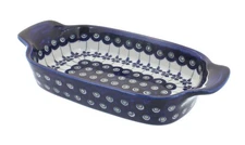 Blue Rose Polish Pottery Flowering Peacock  Rectangular Serving Dish