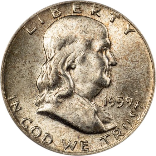 1959-D Franklin Half Dollar - PCGS MS65 FBL - Nicely Toned - Great Strike!