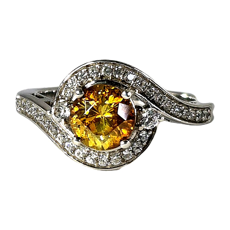 Кольцо AAA Picos Altos со сфалеритом и цирконием размер 8 из платины поверх стерлингового серебра - Изображение 2 из 4