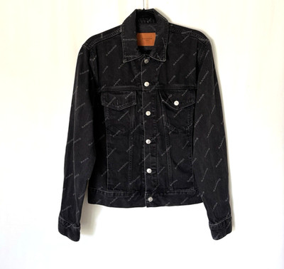 Sandro Diagonal Denim Jacket Small Mens Trucker Buttons Logo Print