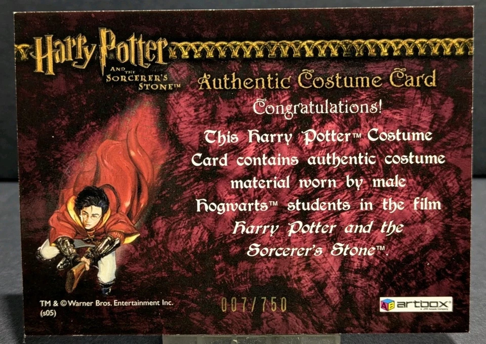 Artbox Harry Potter and the Sorcerer's Stone Hogwarts Costume Card 007/750 - Image 4 of 4