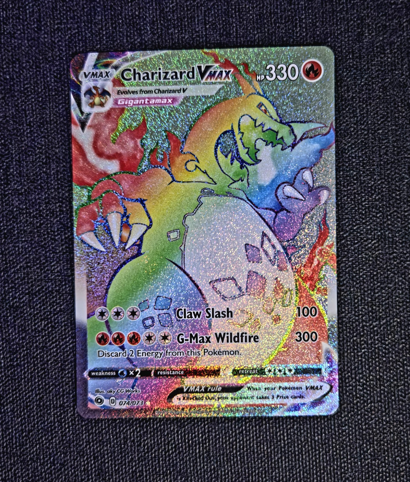 Pokémon TCG Champions Path Rainbow Charizard VMAX Secret Rare Card 74/73 NM/M