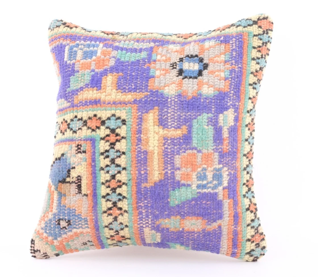 Rug Design Pillow Cover,Turkish Anatolian Design Cushion Case,Decorative Pillow