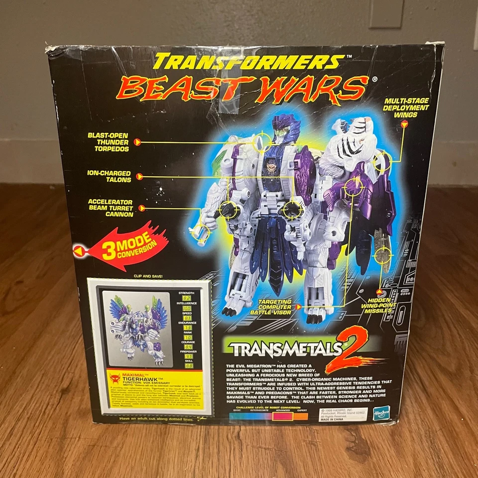 1999 Hasbro Transformers Beast Wars Transmetals 2 Tigerhawk с коробкой - Изображение 3 из 4
