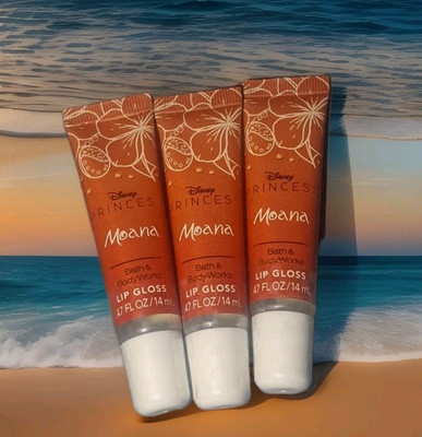 NEW! X3 BATH & BODY WORKS DISNEY PRINCESS MOANA VANILLA CREME FLAVORED LIP GLOSS