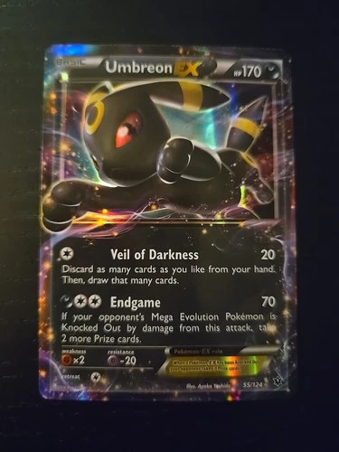 Pokémon Umbreon TCG EX Full Art Rare Card 55/124 Holo Fates Collide LP