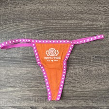 Pink By Victoria s Secret, Small, Orange, Pink Trim, Cotton Thong Panties