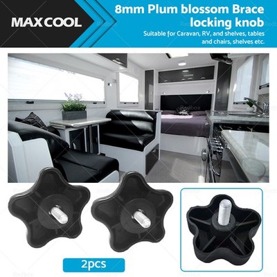 2X Awning Brace Locking Knob Suitable for Caravan RV 8mm 200-34120