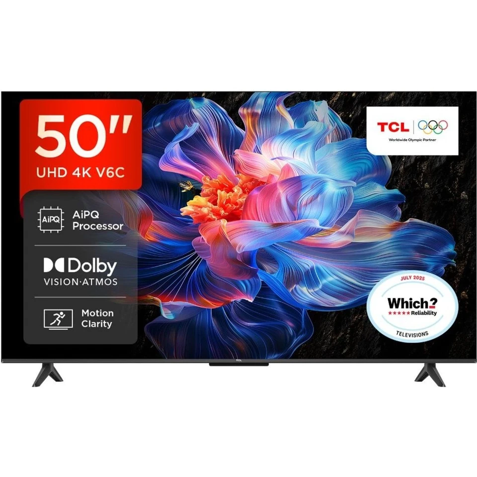 TCL 50V6C-UK 50 Inch LED 4K Ultra HD Smart TV Bluetooth WiFi