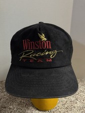 Vintage NASCAR Winston Racing Team Black Felt Snapback Hat Embroidered Race Cap