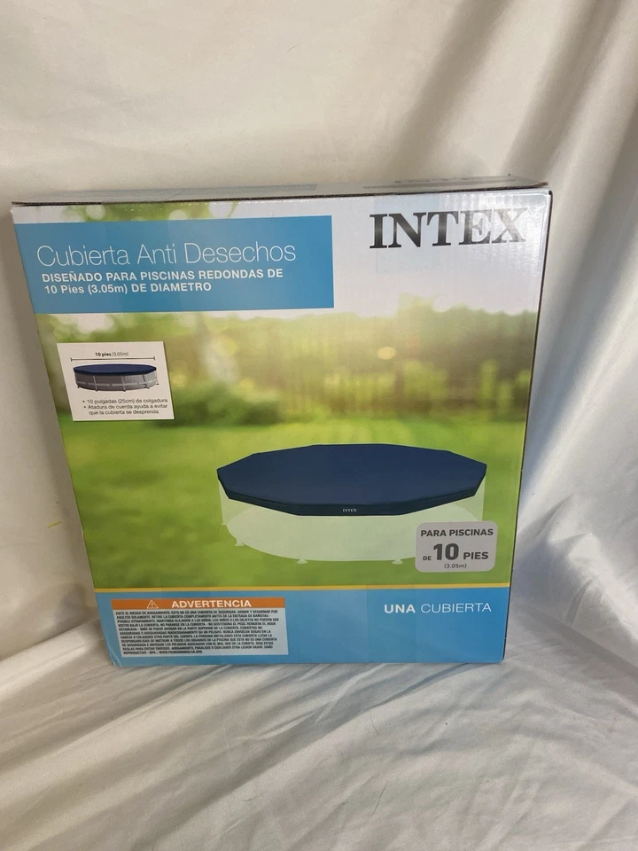 (NEW) Intex 10 Foot Easy Set Round Above Ground Pool Debris Vinyl Cover Blue - Image 3 of 3