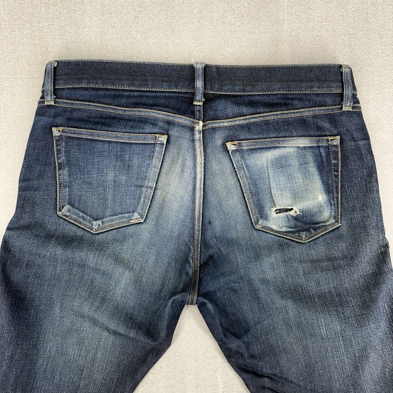 Uniqlo Slim Fit Selvedge Jeans Mens 34x34 Stretch Denim Wallet Pocket Fade