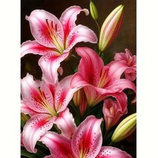 Lily Flower 5D Diamond Art Kit for Adults 12x16 Inch DIY Painting Decor Canvas