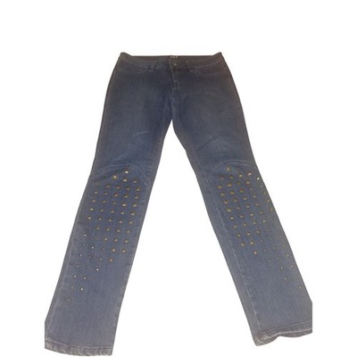 Allen B. By Allen Schwartz Studded Skinny Jeans Dark Wash Moto Denim Womens 10