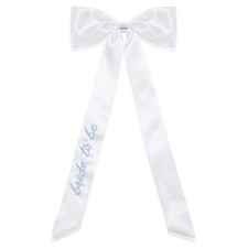 Bride White Bow Hair Clip - Bride to be Embroidered Hair Accessories, Somethi...