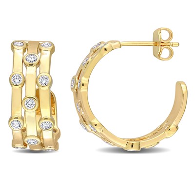 Created Forever Yellow Plated Silver 7/8ct TDW Lab Grown Diamond Hoop Earrings
