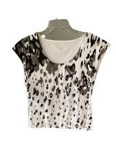 Ann Taylor Women’s Top Large White Silver Embellished Sleeveless FREE SHIPPING