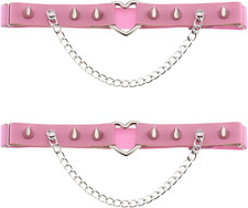 Women's Heart Leg Thigh Punk Rivet Garter Belt Garters 2pcs