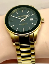 Armitron Men's Watch 20/5374GP Quartz Date Black Dial Gold Tone 40mm