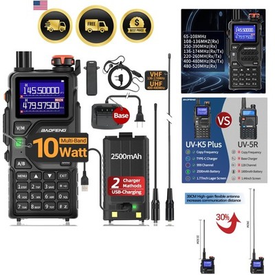 K5PLUS Radio Ham Radio 10W Rechargeable Walkie Talkies Long Range UV32 5RM Ha...