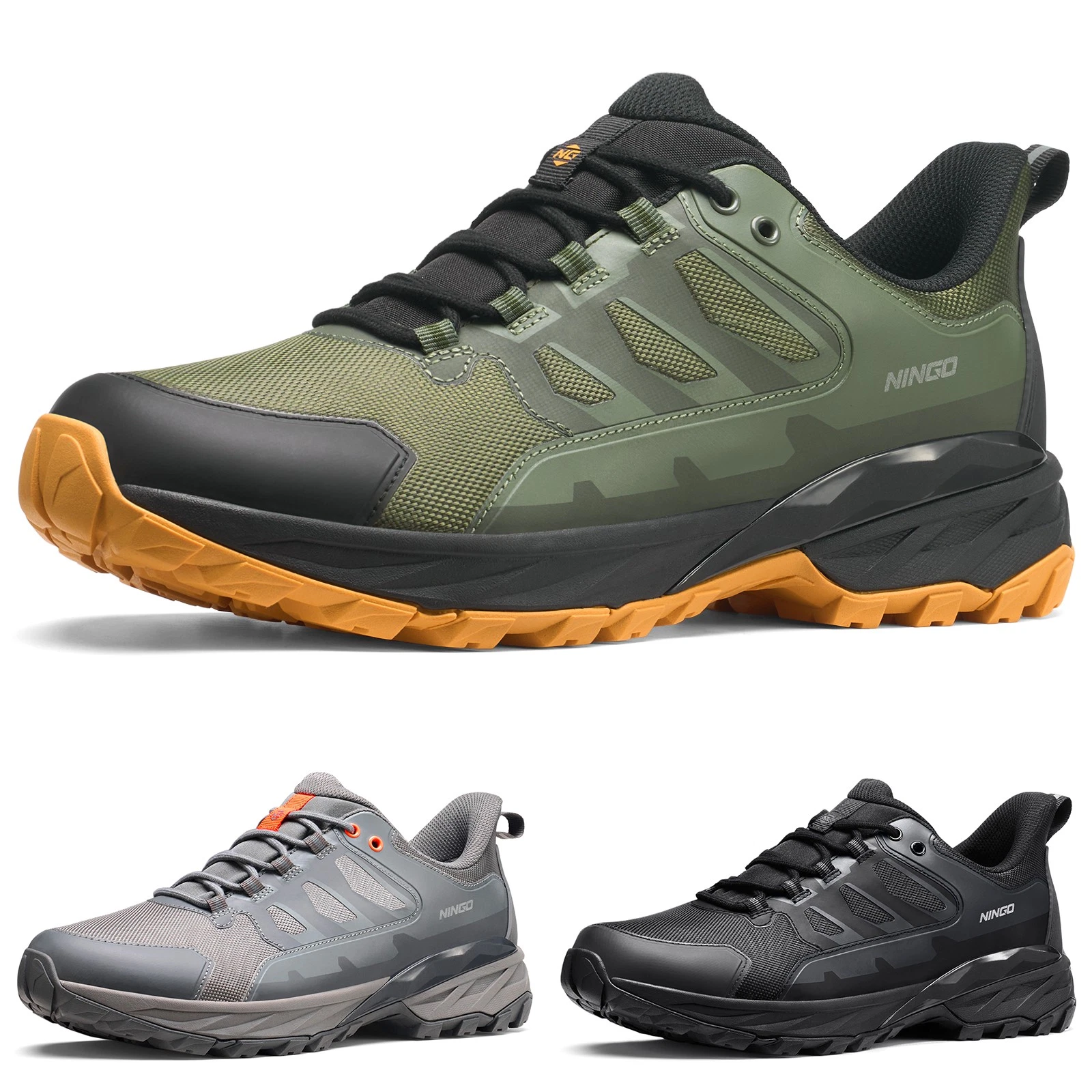 NINGO Men Hiking Shoes Waterproof Outdoor Trekking Sneakers All-Terrain Traction
