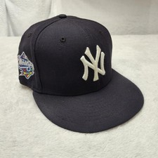 New Era New York Yankees Hat Cap Fitted Men 7 1/2 Blue 59FIFTY 1999 World Series