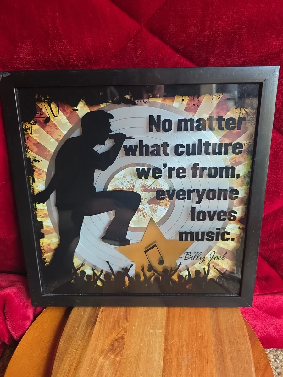Schallplatte Schattenkasten Wandbild Bild "Jeder liebt Musik" Billy Joel Zitat LP