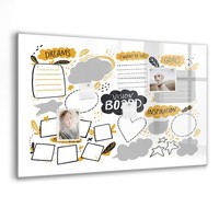 Glas Memoboard Komplett Mit Schwarzem Marker Schwamm Magneten NeujahrsvorsäTze
