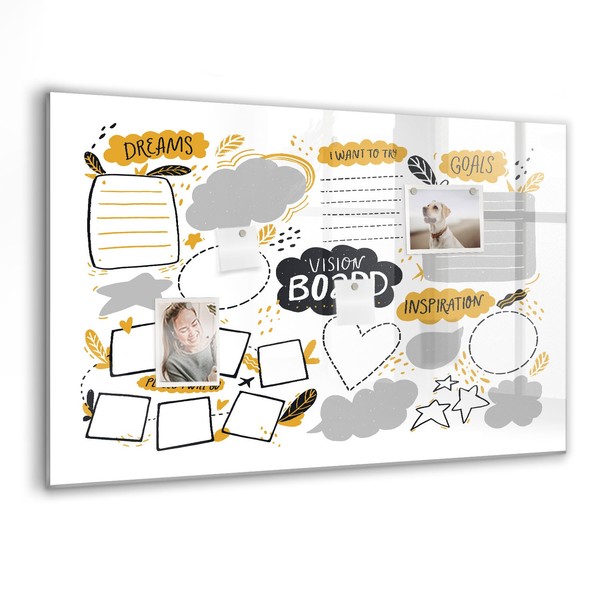 Glas Memoboard Komplett Mit Schwarzem Marker Schwamm Magneten NeujahrsvorsäTze-image