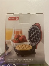 DASH Mini 4" Waffle Maker Non-Stick 350 Watts Red DMW001RD Brand New!