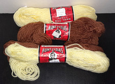 Aunt Lydia's Heavy Rug Yarn Lot of 3 Skeins 420 Brown 505 Lt. Yellow Vintage