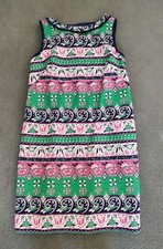 Talbots Women's Shift Dress Size 10 Multicolor Sleeveless Midi Cotton Fringe