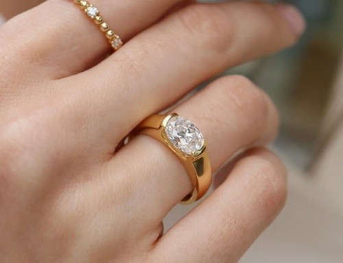 3 Ct Oval Cut Lab-Created Diamond Half Bezel Set Men's Solitaire Ring 925 Silver - Picture 5 of 8