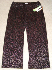 NWT Nine West $79 Wide Leg Dress Pants Black / Silver pattern Womans PETITES PXL