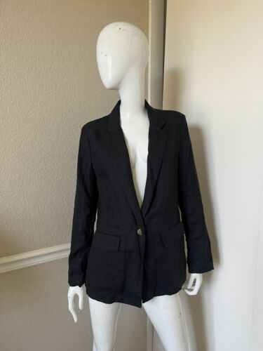 QUINCE NEW! Black 100% Linen Button Front Lightweight Blazer Jacket Sz S NWOT! - Picture 1 of 7