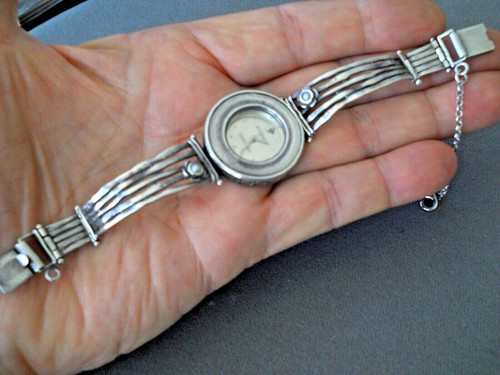Rustic Southwestern Style SILPADA Sterling Silver Pearl Flowers Watch Bracelet