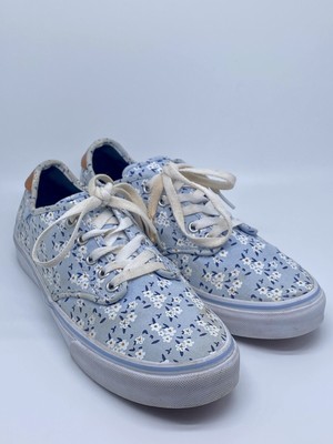 light blue floral vans