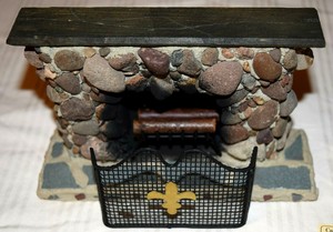 Vintage Dollhouse Furniture Fireplace Log Cradle Logs Fireplace