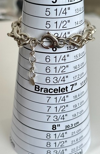 Vtg 925 Sterling Silver Scandinavian Danish Double ChainLink Adjble Bracelet 8'' - Picture 13 of 14