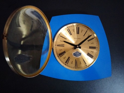 BAYARD OROLOGIO DA PARETE VINTAGE ANNI 60 BLU ASIMETRICO MADE IN FRANCE WALL - Foto 2 di 6