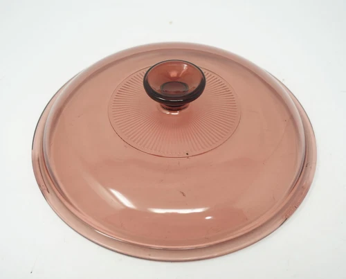Vision 8.5" 9.25" Cranberry Skillet Fry Pan Lid Pyrex Vision Corning Ware V 33 C