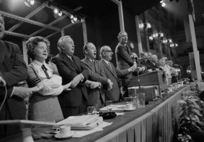 The singing of Auld Lang Syne in Blackpool UK 6th October 1972 OLD PHOTO