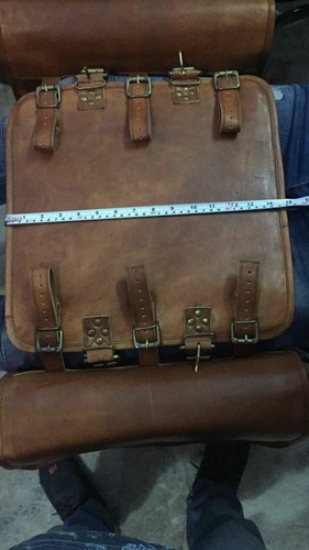 Saddlebags Motorcycle 2 x Side Brown Leather Pouch Saddle Panniers 2 Bags New - Picture 8 of 11