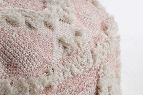 Modern beautiful POUFFE "CYLINDER" for sitting 50x50x50cm pink cream BOHO - Picture 6 of 11