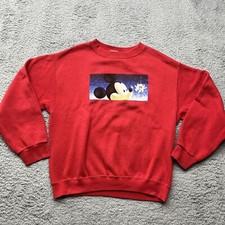 Mickey Mouse Sweatshirt Kids Size Large 10 / 12 Vintage 90s Disney Store Red