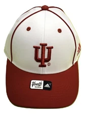 adidas Youth Boys Indiana Hoosiers Embroidered White Stretch Fit Hat Cap New