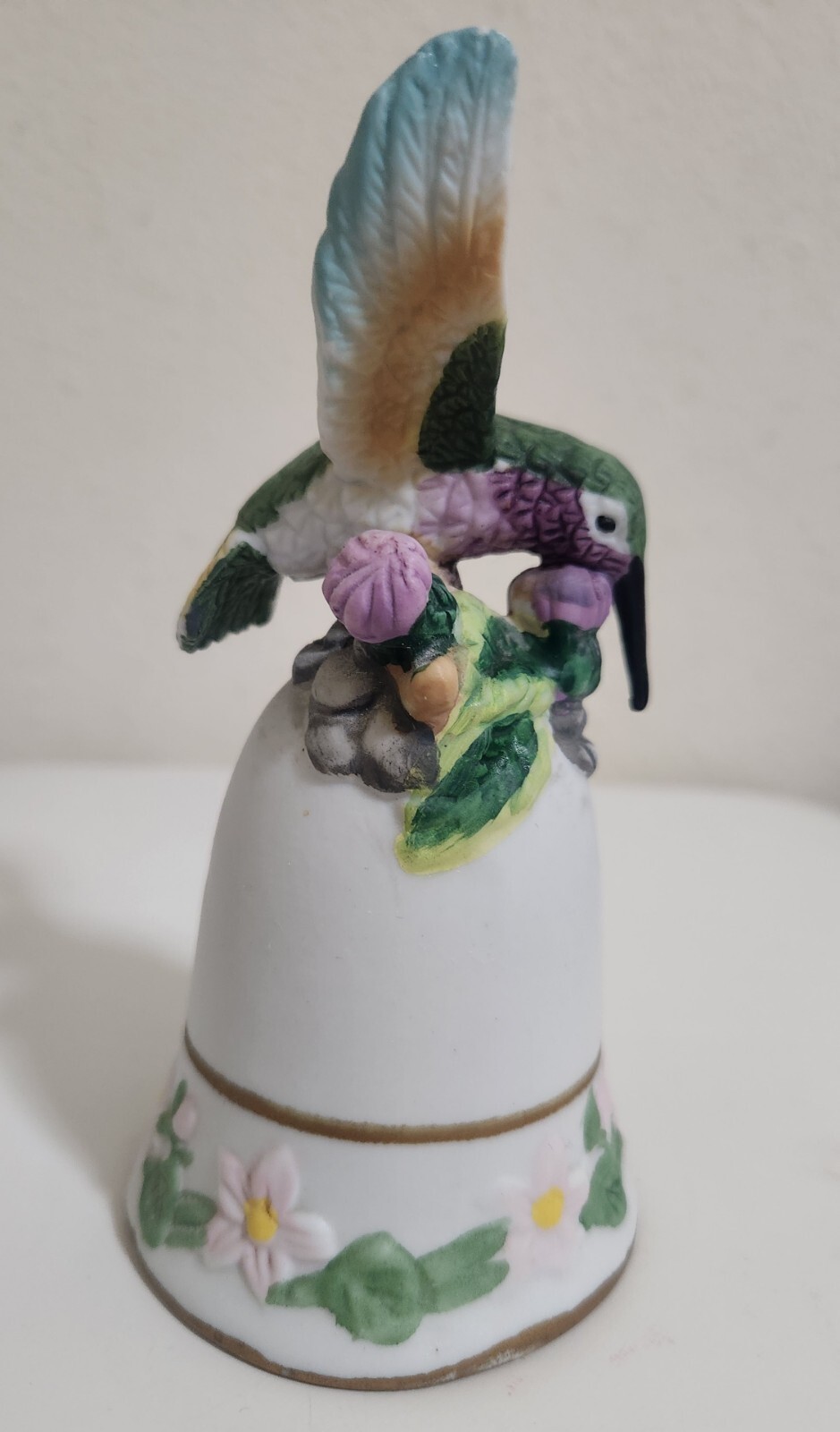 Classic Treasures Porcelain Collectible Hummingbird Dinner Bell Smoke Free Home
