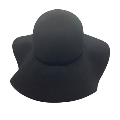 Classic Black 100% Wool Wide Brim Floppy Hat – One Size – Chic Minimalist Style ASSQI Women main image 3