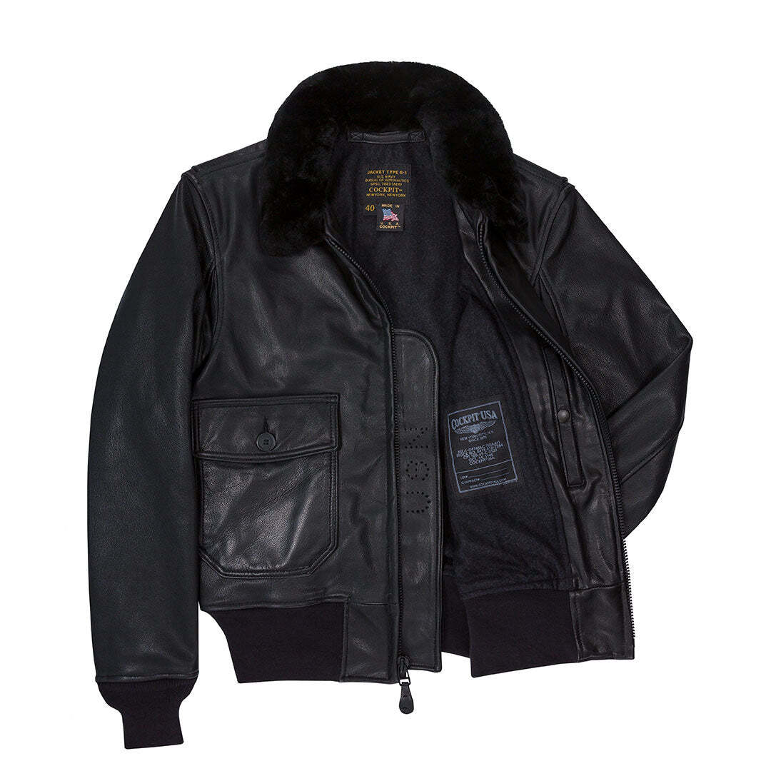 COCKPIT USA Black Leather G-1 Military Spec Jacket Z21E013 Made in