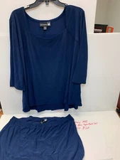 Antthony Woman Navy Blue Top & Stretch Pants Set Size P2X – HSN - NIB - #18